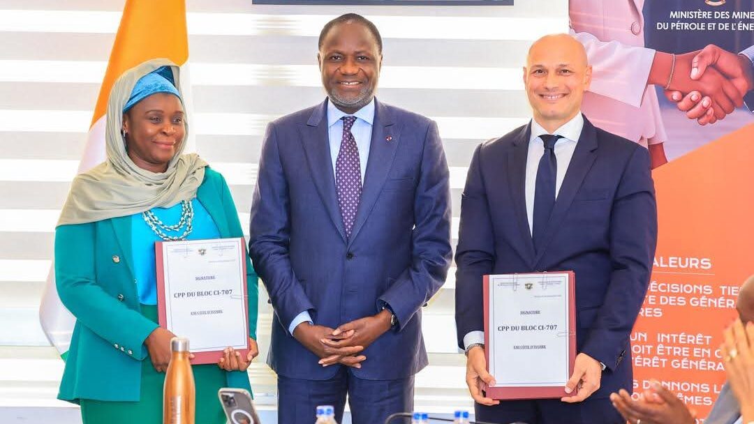 Pétrole: La Côte d’Ivoire et le Consortium Italien ENI/PETROCI Holding signent un Contrat de Production sur le Bloc CI-707